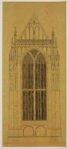 216768 Opstand van de gevel van het noordelijke transept van de Domkerk te Utrecht.